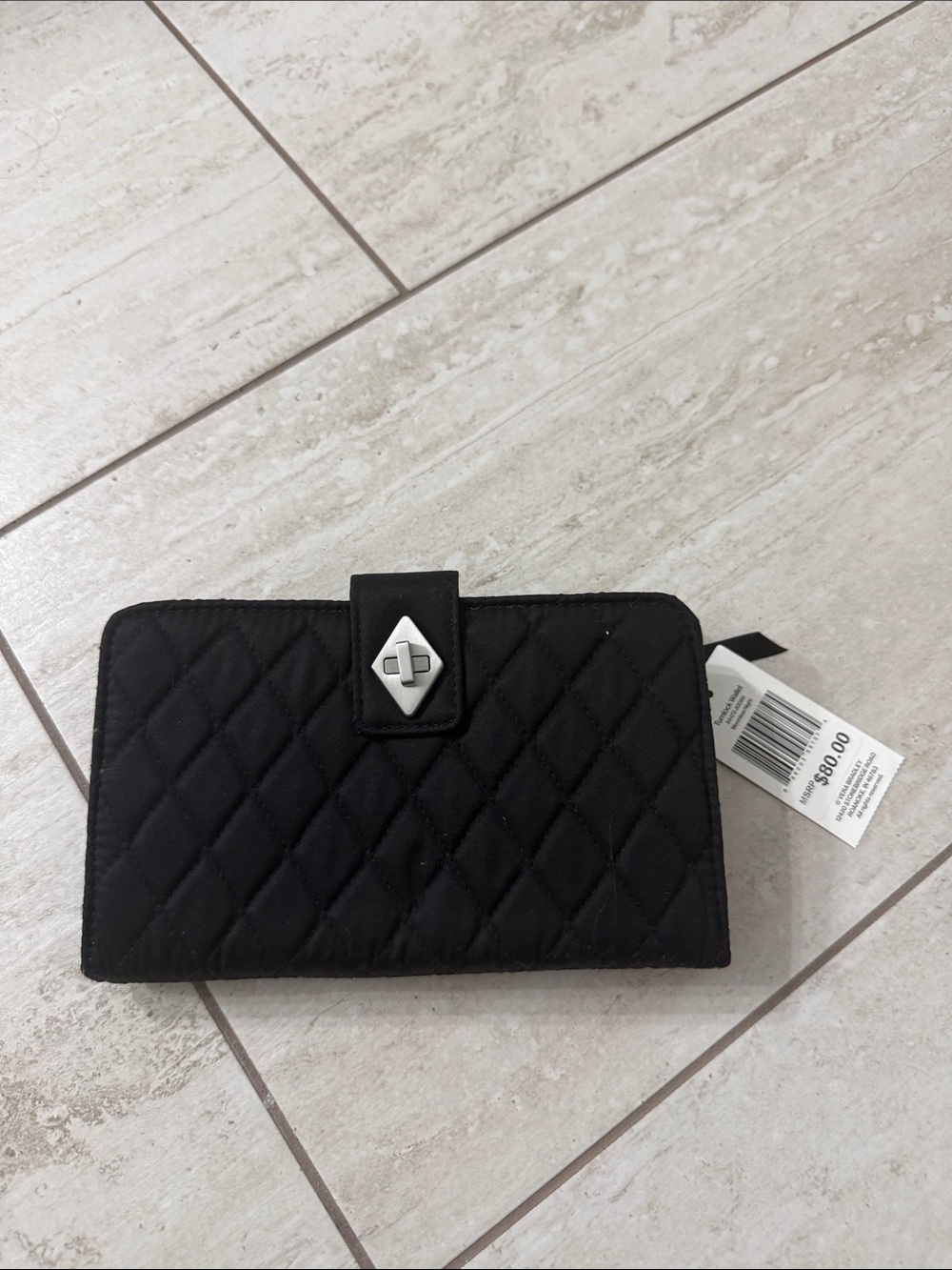 Vera Bradley Quilted Black Wallet with Turn-Lock Closure..NWT.. turnlock